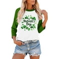 thumbnail image 4 of YueHuiYing Womens St. Patricks Day Crewneck Pullover 3/4 Sleeve Shirts Irish Day Shamrock Loose Sweatshirt Tops, 4 of 5