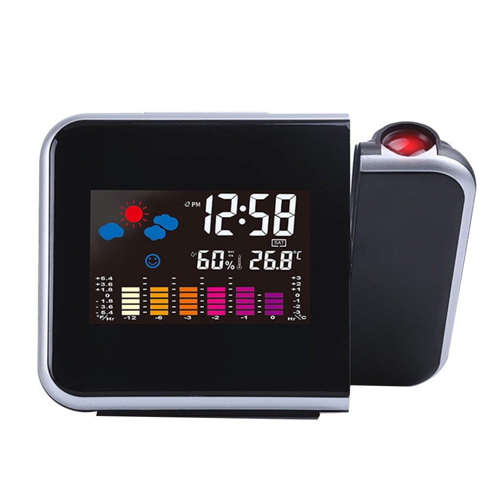 LCD Digital couleurs écran Temps Snooze Alarme Projection Horloge DEL arrière lumière 
