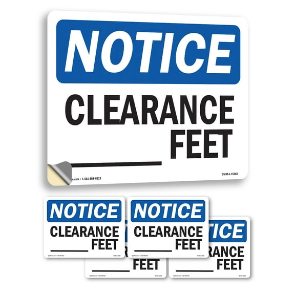 Custom Clearance OSHA Notice Vinyl Decal Label 14 Inch x 10 Inch - 5 Pack