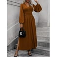 thumbnail image 4 of Women's Long Sleeve V Neck Wrap Maxi Dress with Slit Formal Fall Wedding Guest Cocktail Party Dress, 4 of 9