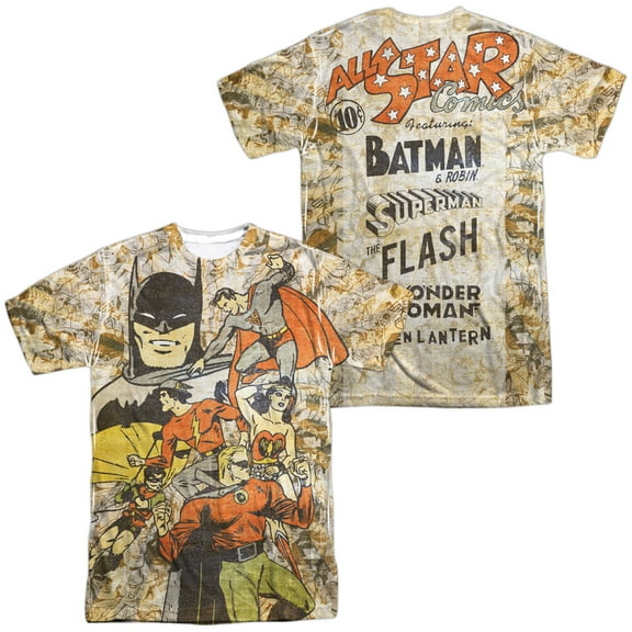 Dc All Stars Unisex Adult Sublimated Costume T Shirt (Front/Back), Large Multicolor