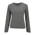 thumbnail image 3 of yunLCZ Basic T Shirts Women Shirt Short Sleeve Crew Neck Summer Soft Long TshirtsTee Tops Blouse Office Shirts Grey XL, 3 of 4