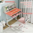 thumbnail image 6 of Gymax Kids Desk & Chair Set Height Adjustable Children School Study Table & Chair Pink, 6 of 7