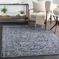 Livabliss Area Rugs for Living Room, 5x7 Monte Carlo Traditional Blue Rug, Bedroom Dining Room Home Decor Stain Resistant Carpet (5'3" x 7'3")