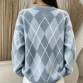 thumbnail image 3 of Sweaters for Women Oversized Knit Pullover Crewneck Colorblock Long Sleeve Fall Winter Tops, 3 of 3
