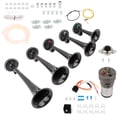 thumbnail image 3 of 5 Trumpet Musical Horns with Compressor Silver Air Hornfor Any 12V Vehicles Trucks Lorrys Trains Boats Cars Vans Kit, Dixie Musical Air Hornfor Vehicles, Electric Trains Horns Super Loud, 3 of 5