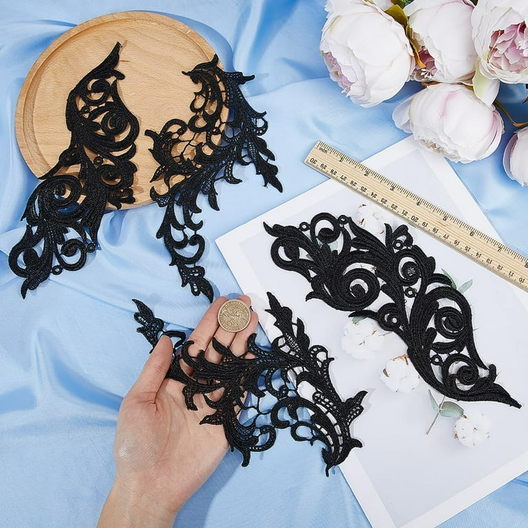 4Pcs 2 Styles Leaves Embroidered Appliques Lace Fabric Black Leaf Flower Sew on Patches DIY Wedding Dress Collar Neckline Trims Applique 4Pcs 2 Styles Leaves Embroidered Appliques Lace Fabric Black Leaf Flower Sew on Patches DIY Wedding Dress Collar Neckline Trims Applique