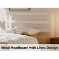 thumbnail image 6 of E-motie Twin Size Metal Platform Bed Frame with Headboard, Heavy Duty Metal Slat Mattress Foundation, Easy Assembly, No Box Spring Needed, White, 6 of 8