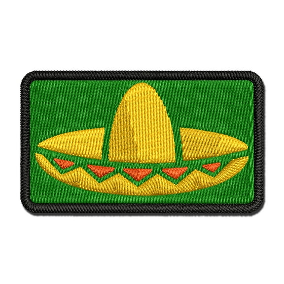 Sombrero Mexico Mexican Fiesta Hat Applique Multi-Color Embroidered Iron-On Patch - 2.5 Inch Small