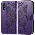 thumbnail image 2 of Designed for Moto G Pure Phone Case Wallet,Women Butterfly Embossed PU Leather Protective Case with Kickstand Card Holder Slots Wrist Strap Flip Cover for Motorola Moto G Pure(Purple), 2 of 15