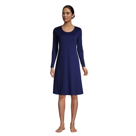 

Lands End Women s Supima Cotton Long Sleeve Knee Length Nightgown