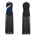 thumbnail image 3 of inlzdz Kids Girls Lyrical Dance Dress Halter Sleeveless Overlay Chiffon Tulle Skirt Contemporary Dancewear Black Blue 10, 3 of 6