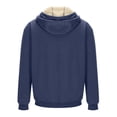 thumbnail image 6 of Domzest Men's Hoodie Solid Color Zip Up Drawstring Sweatshirts Loose Fit Thermal Sherpa Lined Hooded Jacket Autumn Fashion Coat with Pockets Blue M, 6 of 9