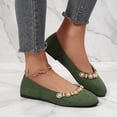 thumbnail image 6 of BRGZLK Women's Flats Shoes Summer Fashion Casual Versatile Round Toe Pearl Rhinestone Slip-On Flat Shoes Soft Sole Elegant Comfortable Flats Green 8.5, 6 of 8