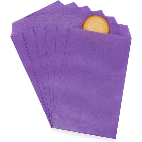 200 Pack Lavender Purple Flat Small Greaseproof Paper Cookie Bags for Bakery Treats Candies Dessert Birthday Party Favor 3 x 5 Inch