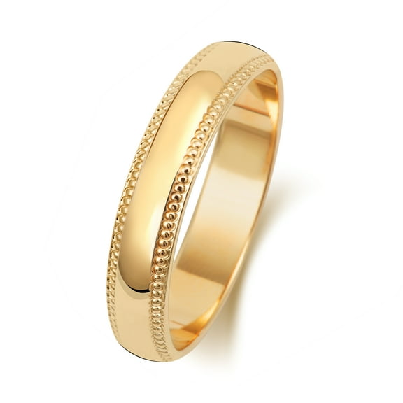 Medium 18k Gold 4mm D Shape Men/Women Milgrain Wedding Band/Ring