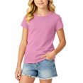 thumbnail image 6 of Short Sleeve T Shirt Girls Kids Tops Basic Crewneck Tees Pink 4-5Y(120), 6 of 6
