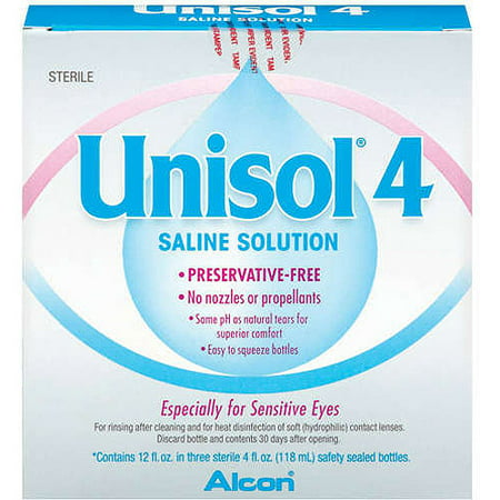 Alcon UNISOL 4 Saline Surtout pour les yeux sensibles Solution Lens - 3x4 fl oz