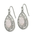 thumbnail image 3 of White Stainless Steel Earring Drop & Dangle Women'S Cubic Zirconia CZ Quartz Rose, 3 of 4