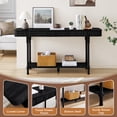 thumbnail image 3 of Wirrytor Long Console Table with Drawers for Living Room, Narrow Fluted Sofa Table with Open Storage Shelf, Couch Table Behind Sofa, Entryway table, Hallway Table ,Black, 3 of 7