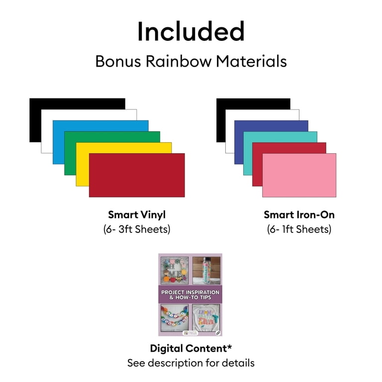Cricut Joy 2 Cutting Machine Rainbow Sampler Bundle with Vinyl and