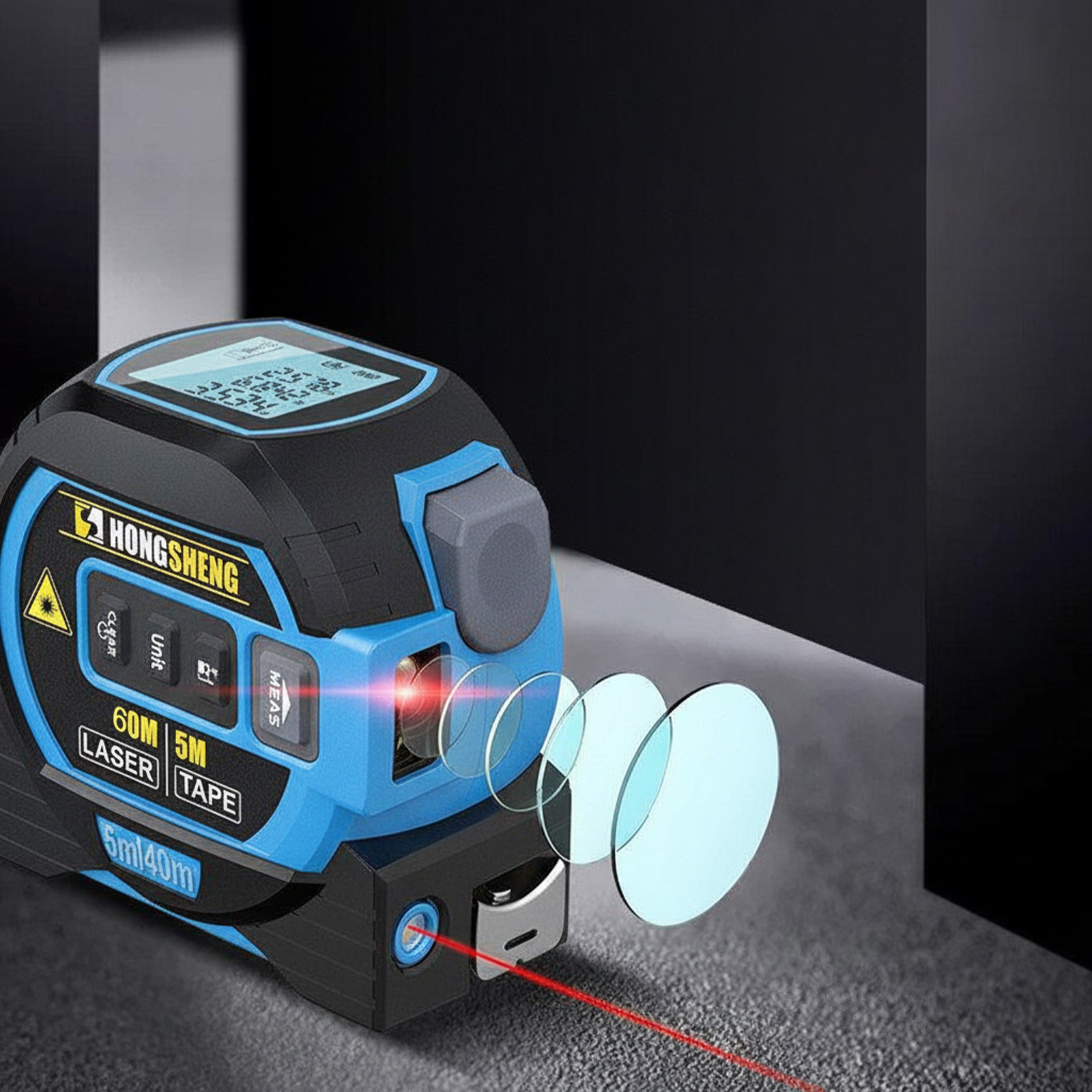 Lazer Measuring Tool,Tape Measure With Laser,Electric Tape Measure,Ruler Laser Tape Measure ,Smart Range Finder, Easy-Read Display, Ft & Metric Measurement | 196 Ft | 60 M