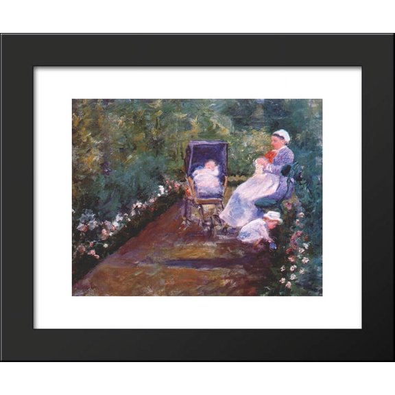 Children in a Garden 20x24 Framed Art Print by Mary Cassatt