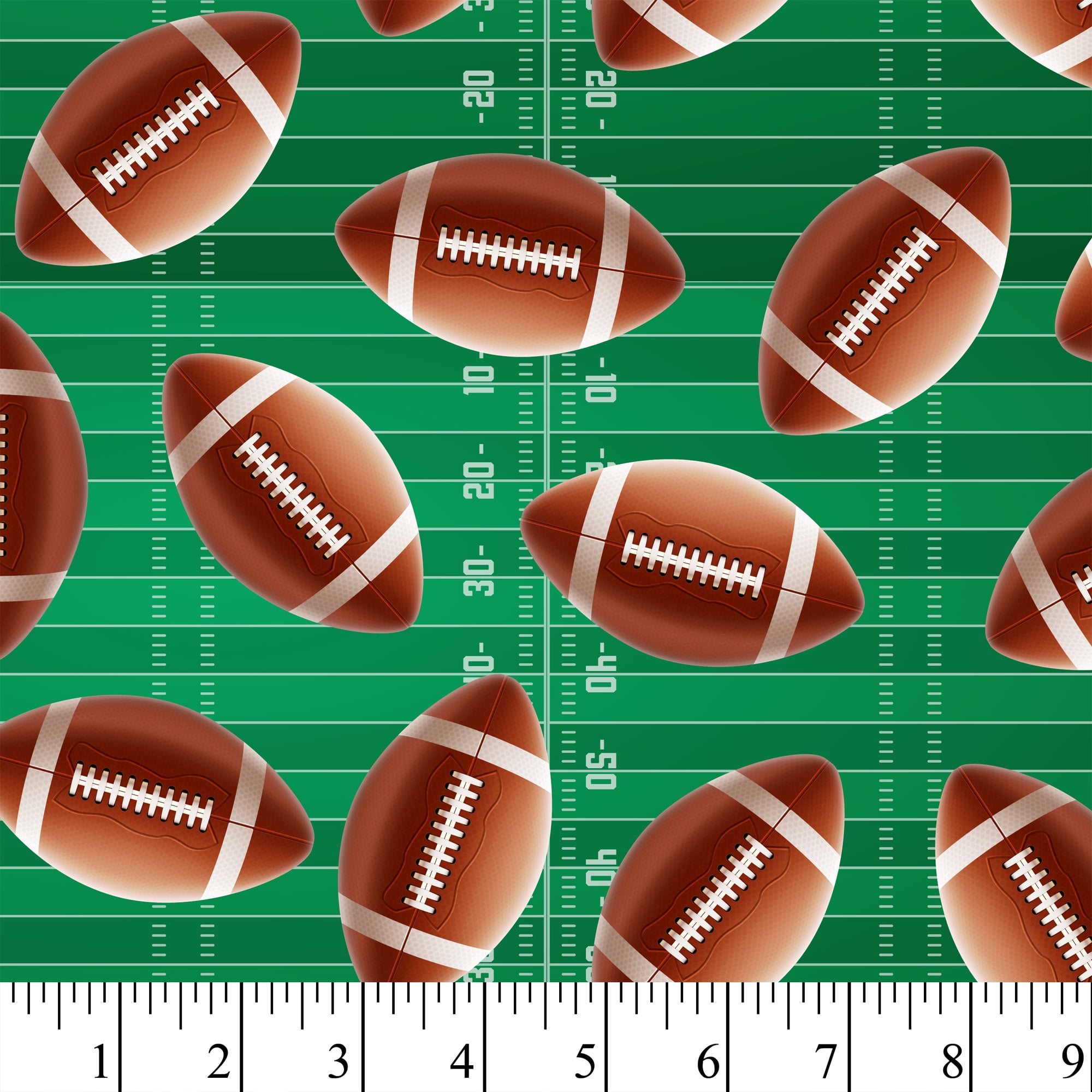 1 Yard 100% Cotton Football, Multi-color, 44" Wide for Quilting & Sewing by David Textiles