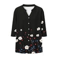 thumbnail image 7 of Danhjin Print Button Down Shirts for Women 3/4 Sleeve Loose Fashion Shirts Casual Going out Fall Summer Spring Tops, 7 of 7