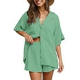 thumbnail image 3 of Fantaslook 2 Piece Womens Outfit Sets Button Down Shirts and Shorts Casual Lounge Sets Short Sleeve Pajamas Sets Summer Loungewear, 3 of 8