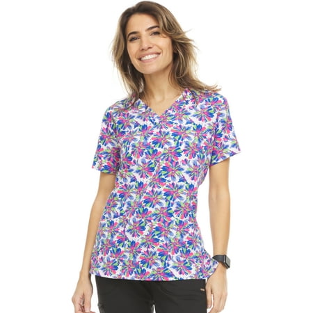 

MediChic V-Neck Daisies Paint Printed Scrub Top