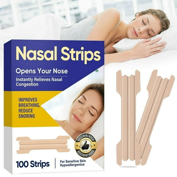Nasal Strips for Snoring, 100 Count Extra Strength Anti Snoring Device for Snoring Solution, Relieve Nasal Congestion for Men Women, Improved Airflow and Comfortable Fit