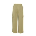 thumbnail image 6 of Linen Pants Women Elastic High Waisted Drawstring Cargo Pants Baggy Wide Leg Pant Casual Beach Pant, 6 of 6