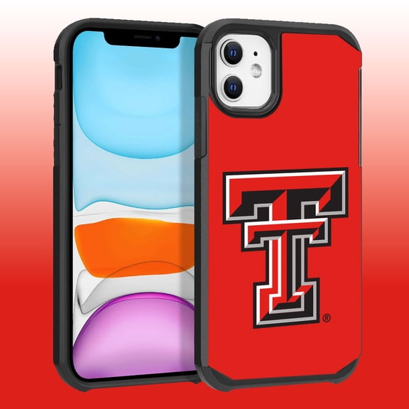 Apple iPhone 11 / XR - Licensed NCAA of Texas Tech University Red Raiders Logo on Red Textured Dual Layer Case