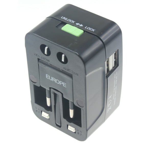 For iPad Pro 9.7" (1st Gen)/iPad 9.7" (5th/6th Gen) - International Charger USB 2-Port Travel Adapter Plug Converter AC Power World Adaptor