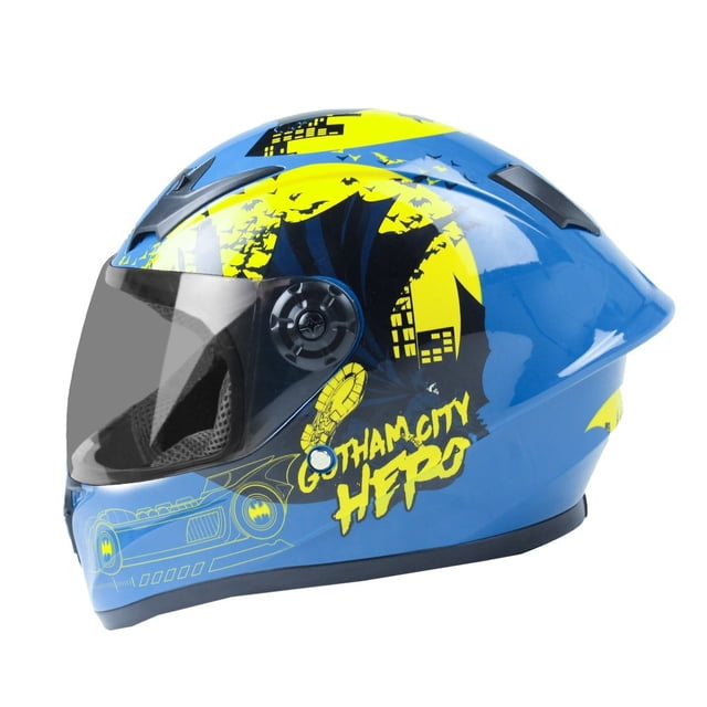 Casco para motocicleta EDGE de niños Batman Azul Brillante M