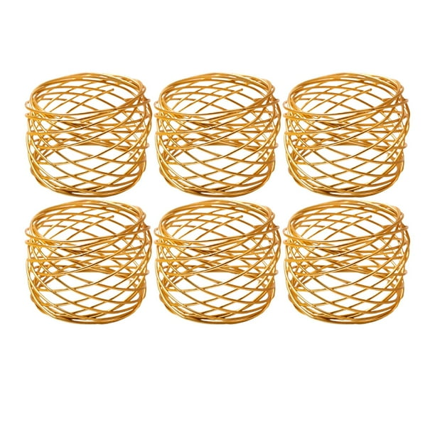 Juego de 6 anillos para servilletas, porta servilletas para fiestas y reuniones familiares. Oro