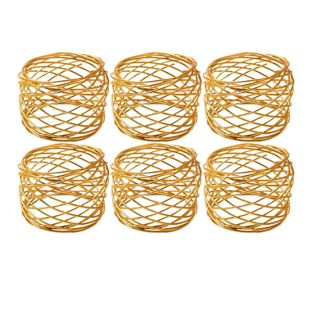 Juego de 6 anillos para servilletas, porta servilletas, anillo de metal con hebilla para fiesta Oro