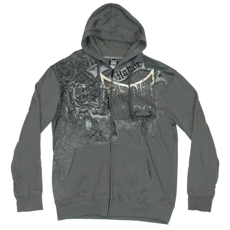 Tapout Mens Hoodie Sweatshirt - Faded "Honor" Design on Gray