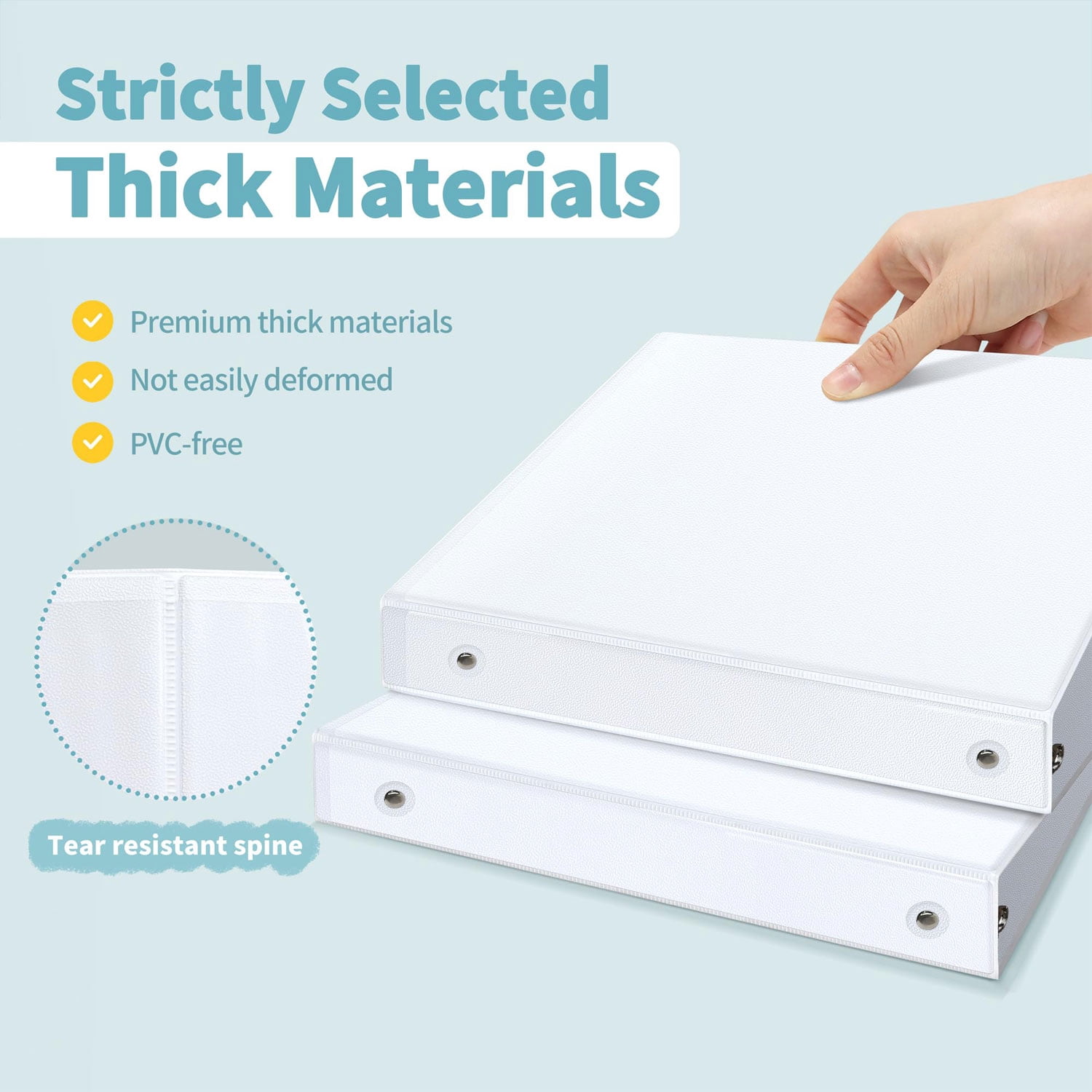 1 inch 3 Ring Binder View Binders Holds 200 Sheets Letter Size 8.5'' x 11'' Paper Notebook Binders for Office Home School 6 Pack White