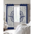 thumbnail image 2 of Blackout Curtains for Bedroom, Blue Compass Nautical Room Darkening Window Drapes for Living Room, Coastal Abstract Art Retro Thermal Insulated Grommet Curtains, 52x72 inch, 2 Panels, 2 of 9