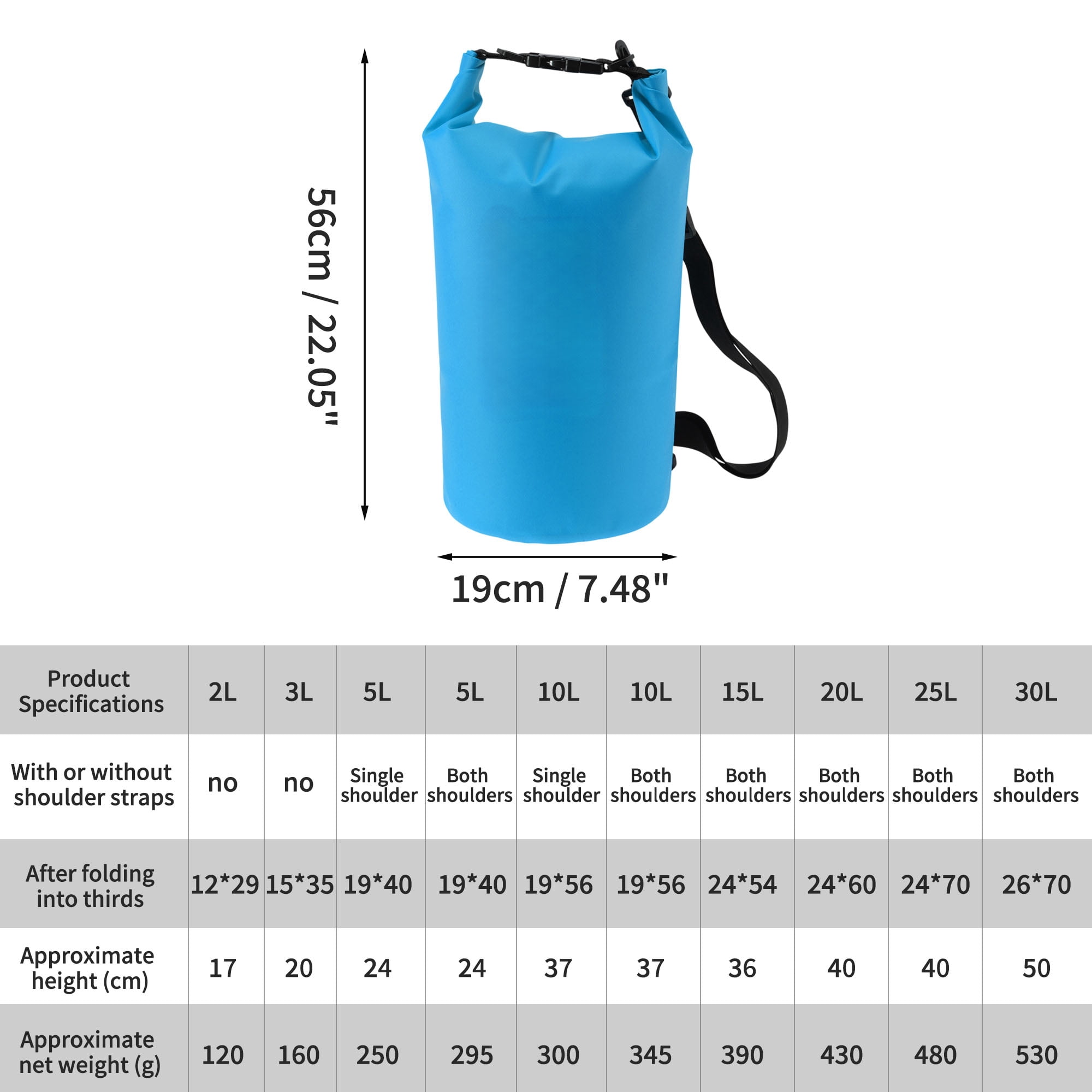 Unique Bargains Durable Waterproof Dry Bag Grey Blue