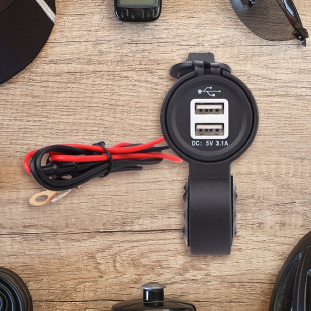 Mango de motocicleta a prueba de agua Toma de corriente USB Cargador de teléfono con línea de 60 CM