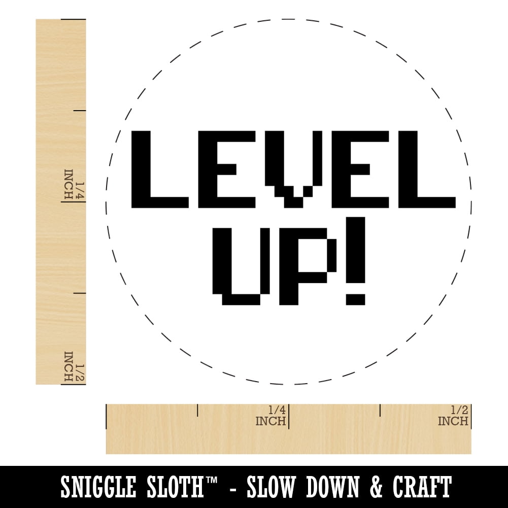 Level Up 8 Bit Digital Text Self-Inking Rubber Stamp Ink Stamper - Fuchsia Ink - Mini 1/2 Inch