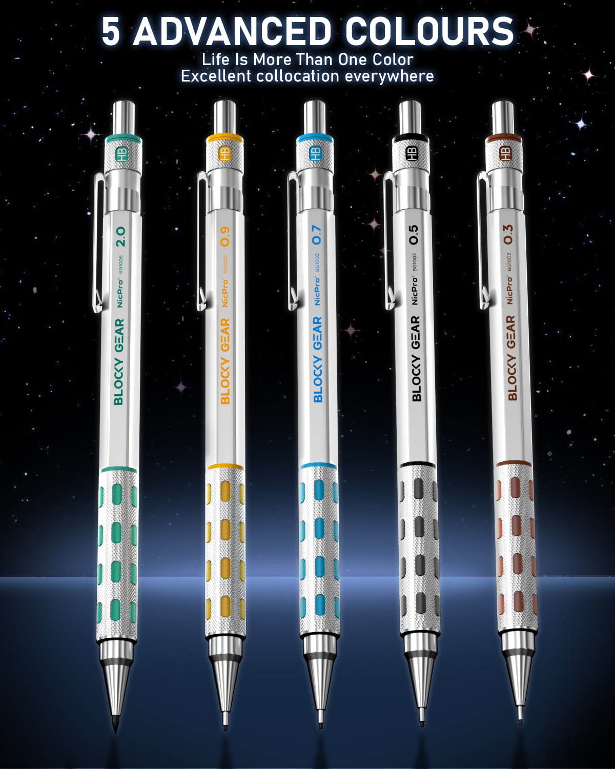 Nicpro 29Pcs Mechanical Pencil Set, 0.3-2mm Lead with 330 Refills, Metal Gear Design, Leather Case for Drawing & Writing