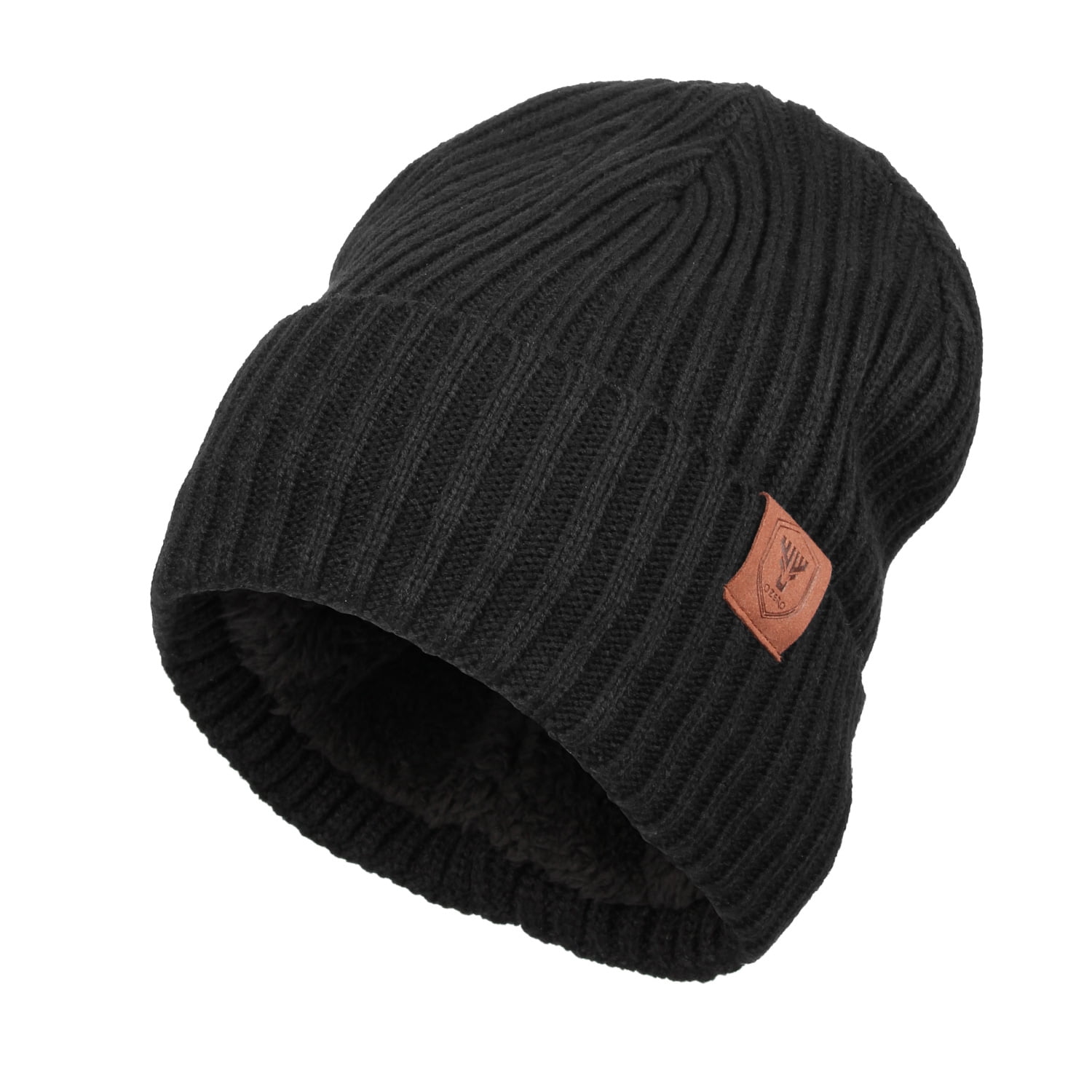 Beanie Polar Fleece Black Warm Thermal Winter Cap Hat Work Ski One Size Fits 