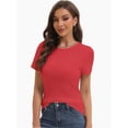 thumbnail image 2 of Women's Basic Solid Active Soft Short Sleeve Crew Neck Top T-Shirts, 2 of 6
