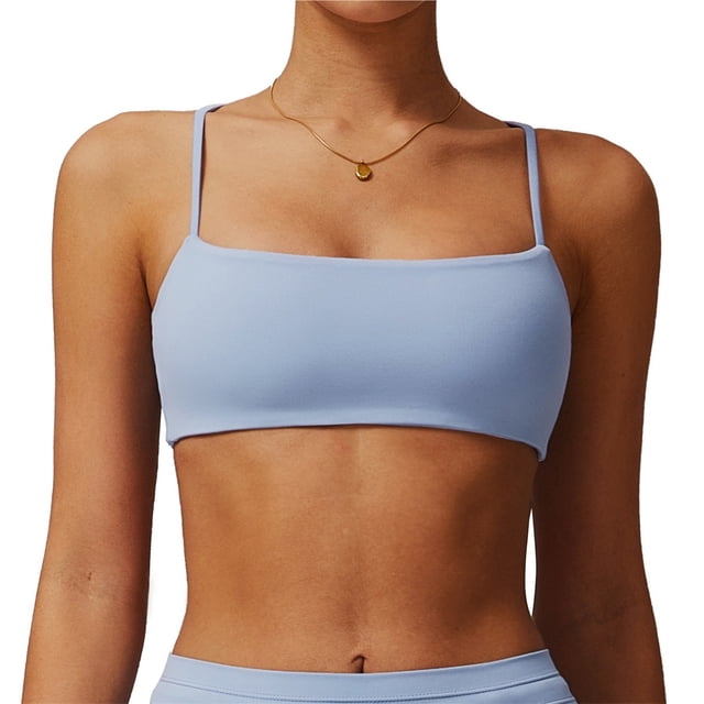 Sujetador deportivo con cuello cuadrado for mujer, tirantes finos, camisola acolchada, Yoga, espalda cuadrada inalámbrica, sujetador de entrenamiento, Top corto
