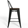 thumbnail image 4 of Trent Home 24" Industrial Metal Wood Counter Stool in Black (Set of 4), 4 of 9
