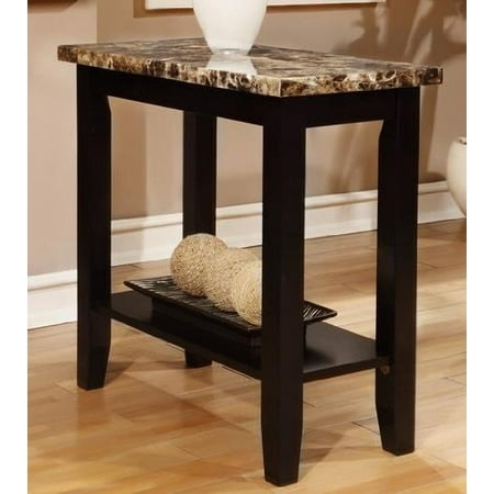 Veneer Particle Board - Rectangular Black Faux Marble Top Chair Side Table End Table , Particle Board w/ Birch Veneer By Poundex